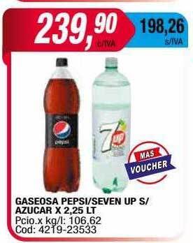 Maxiconsumo Gaseosa pepsi seven up s azucar oferta