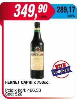 Maxiconsumo Fernet capri oferta