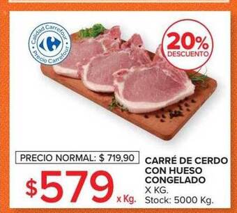 Carrefour Market Carré de cerdo con hueso congelado x kg 20% descuento oferta