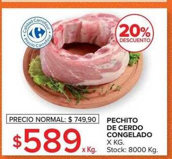 Carrefour Market Pechito de cerdo congelado x kg 20% descuento oferta