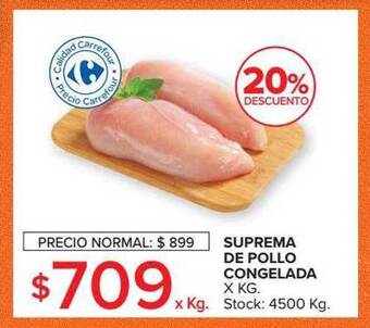 Carrefour Market Suprema de pollo congelada x kg 20% descuento oferta