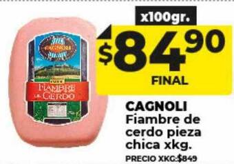 Supermayorista Vital Cagnoli fiambre de cerdo pieza chica oferta