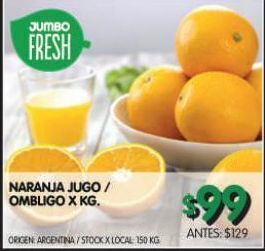 Jumbo Naranja jugo ombligo x kg oferta