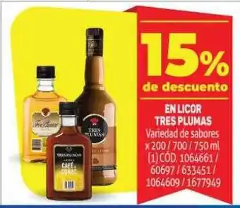 Makro Licor tres plumas oferta