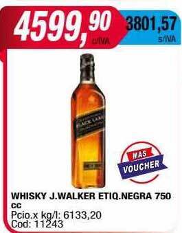 Maxiconsumo Whisky j walker etiq negra oferta