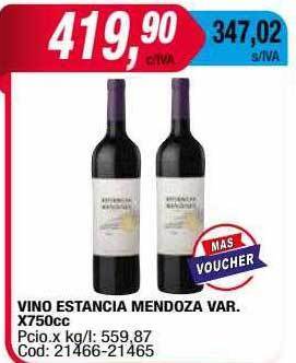 Maxiconsumo Vino estancia mendoza var oferta