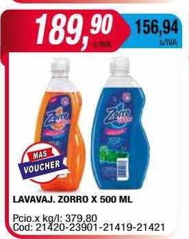 Maxiconsumo Lavavaj zorro oferta