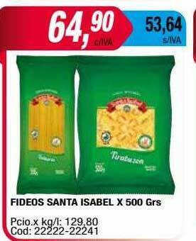 Maxiconsumo Fideos santa isabel oferta