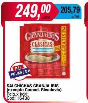 Maxiconsumo Salchichas granja iris oferta