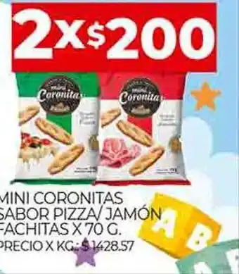 Supermercados DIA Mini coronitas sabor pizza-jamon fachitas oferta