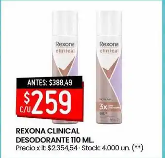 Changomas Rexona clinical desodorante 110 ml oferta