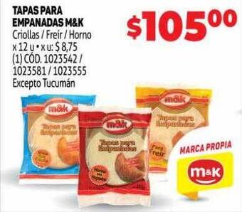 Makro Tapas para empanadas m&k oferta