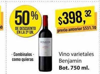 Supermercados Damesco Vino varietales benjamin bot.750ml oferta