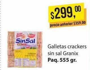 Supermercados Damesco Galletas crackers sin sal granix oferta