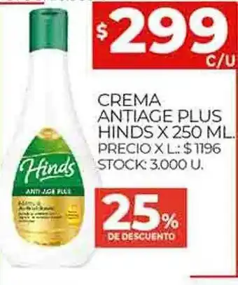 Supermercados DIA Crema antiage plus hinds oferta