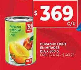 Supermercados DIA Durazno light en mitades dia oferta