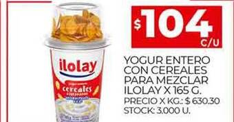 Supermercados DIA Yogur entero con cereales para mezclar ilolay oferta