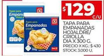 Supermercados DIA Tapa para empanadas hojaldre-criolla dia oferta