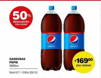 Atomo Conviene Gaseosa pepsi 3000cc 50% descuento 2da unidad oferta