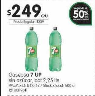 Jumbo Gaseosa 7 up sin azucar oferta