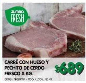 Jumbo Carré con hueso y pechito de cerdo fresco x kg oferta