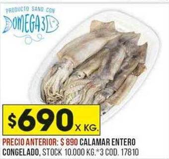 Coto Calamar entero congelado oferta