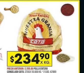 Coto Pollo entero congelado coto oferta