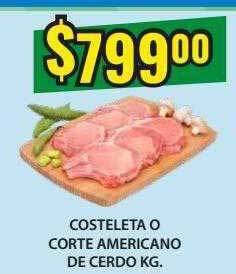 Supermercados Damesco Costeleta o corte americano de cerdo oferta