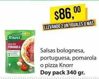Supermercados Damesco Salsas bolognesa portuguesa pomarola o pizza knorr oferta