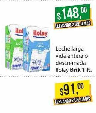 Supermercados Damesco Leche larga vida entera o descremada ilolay oferta