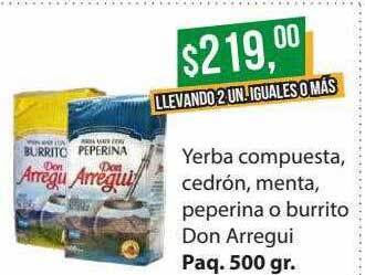 Supermercados Damesco Yerba compuesta cedrón menta peperina o burrito don arregui oferta