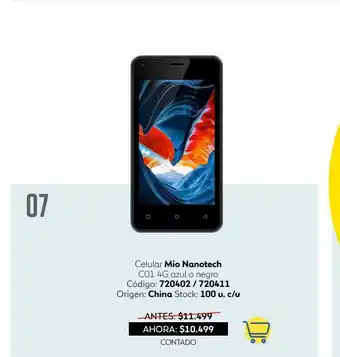 Celular mio nanotech c01 4g azul o negro