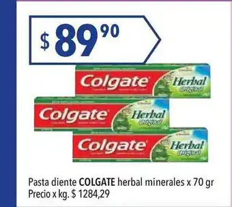 Hergo Pasta Diente Colgate Herbal Minerales x70 gr oferta