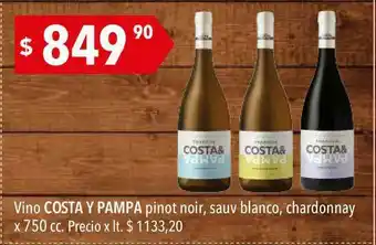 Hergo Vino Costa Y Pampa Pinot Noir, Sauv Blanco, Chardonnay x750 cc oferta