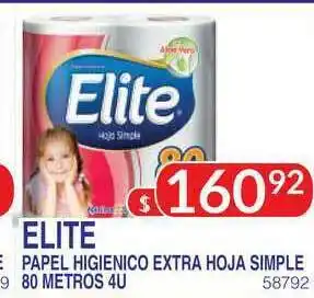 Masivos Elite Papel Higienico Extra Hoja Simple 80 Metros 4U oferta