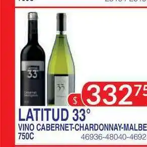 Masivos Latitud 33º Vino Cabernet-Chadonnay-Malbec 750 c oferta