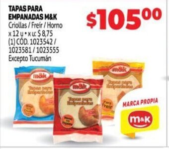 Makro Tapas para empanadas M&K oferta