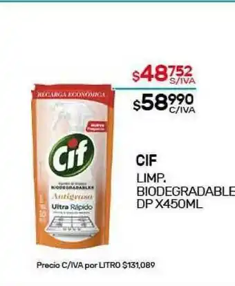 Nini Mayorista Cif Limp Biodegradable DP x 450ml oferta
