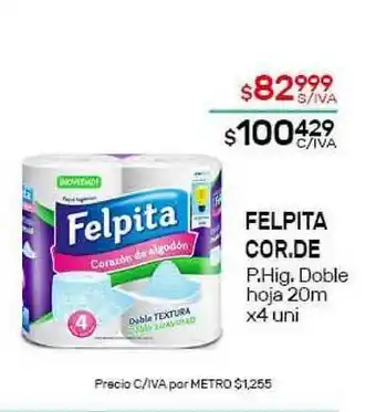 Nini Mayorista Felpita Cor. De P.Hig.Doble hoja 20m x 4 uni oferta