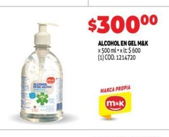 Makro Alcohol en gel M&K oferta