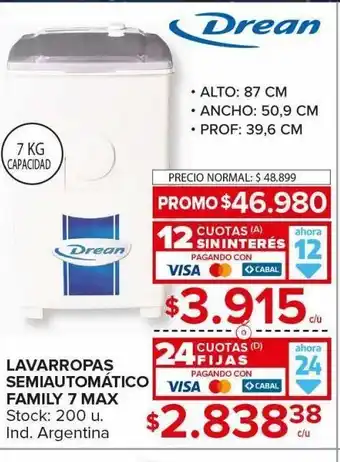 Carrefour Maxi Lavarropas semiautomatico oferta
