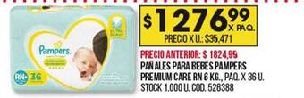 Coto Pañales para bebés pampers premium care rn 6 kg oferta