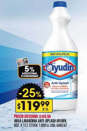 Coto Agua lavandina anti-splash ayudín oferta