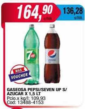Maxiconsumo Gaseosa pepsi seven up s azucar oferta