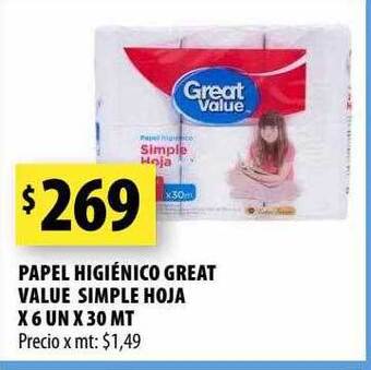 Punto Mayorista Papel higiénico great value simple hoja oferta