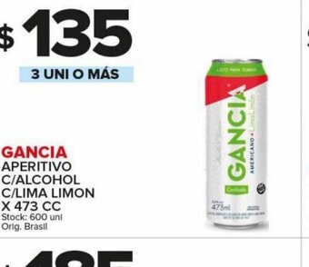 Carrefour Maxi Gancia Aperitivo C/Alcohol C/Lima Limon oferta
