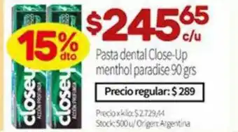 Josimar Pasta dental close-up menthol paradise oferta