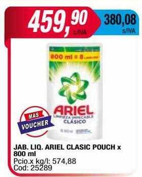 Maxiconsumo Jab. liq. ariel clasic pouch oferta
