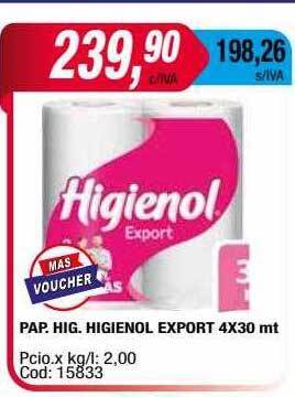 Maxiconsumo Pap. hig. higienol export oferta