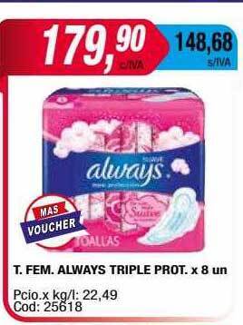 Maxiconsumo T. fem. always triple prot. oferta